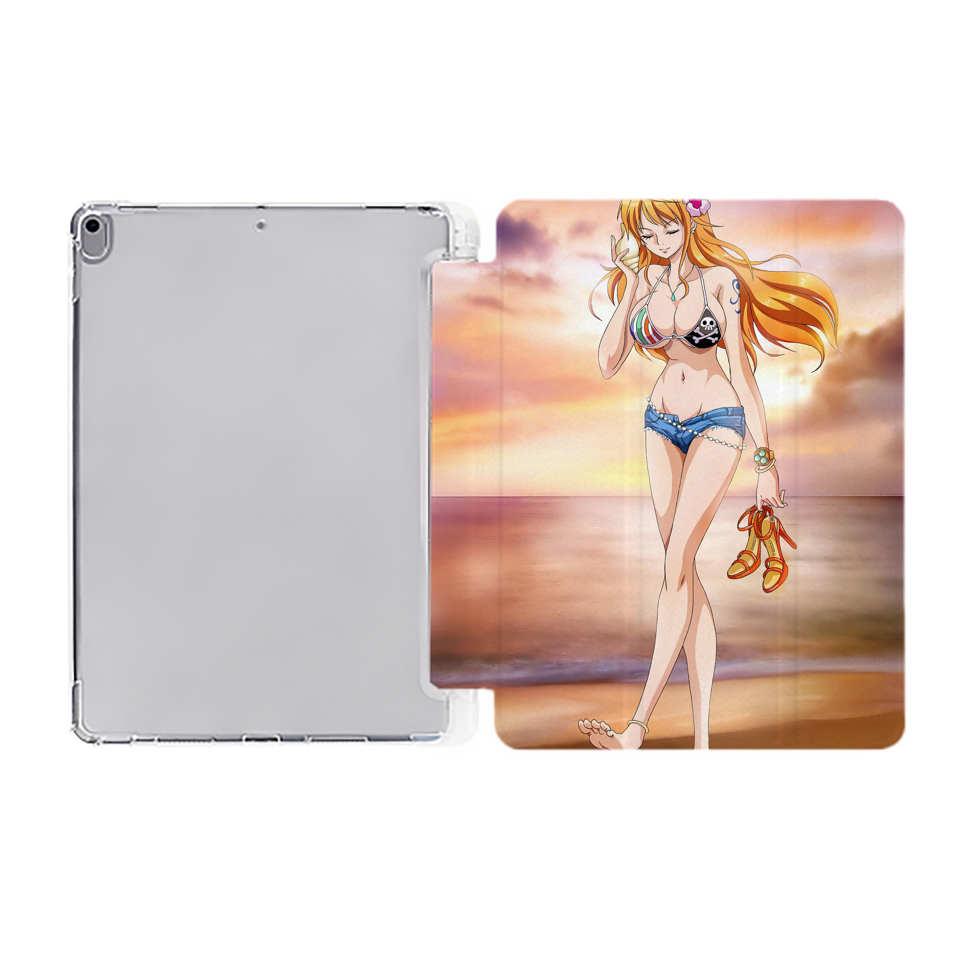 （画像用） ワンピース ONE PIECE IPad ケース ペン収納付き 三つ折りスタンド PUレザー×シリコン 対応機種9.5/10.5/10.9インチ